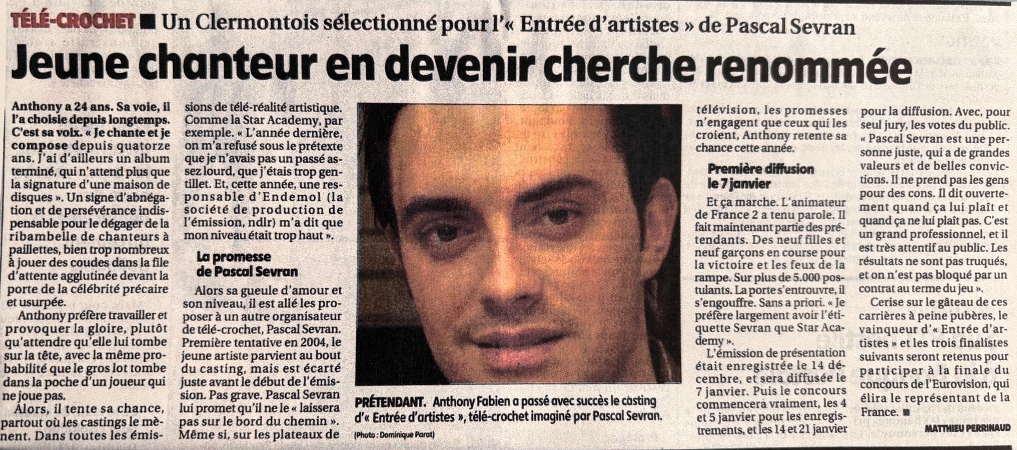 Article Jeune chanteur en devenir cherche renommée